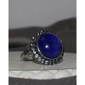 Lapis & Blue Topaz Sterling Silver Ring 8.72G / Sz 7